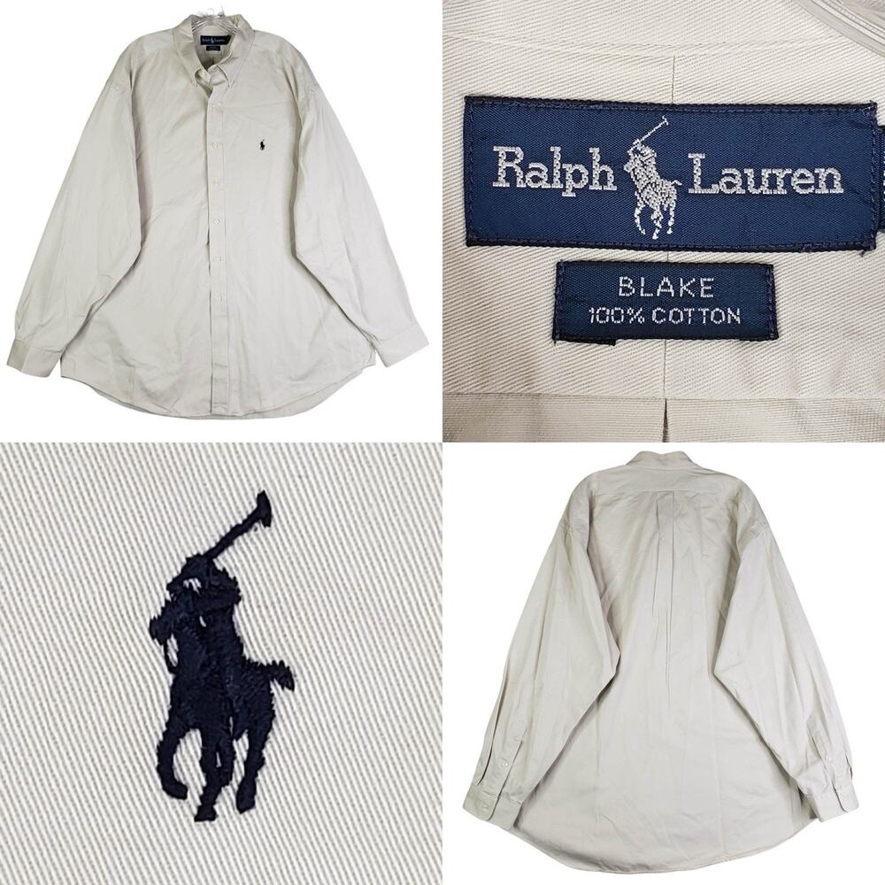 Polo Ralph Lauren Shirt Mens Size XXL Solid Tan Button Down Vtg Oxford LS Blake